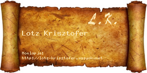 Lotz Krisztofer névjegykártya